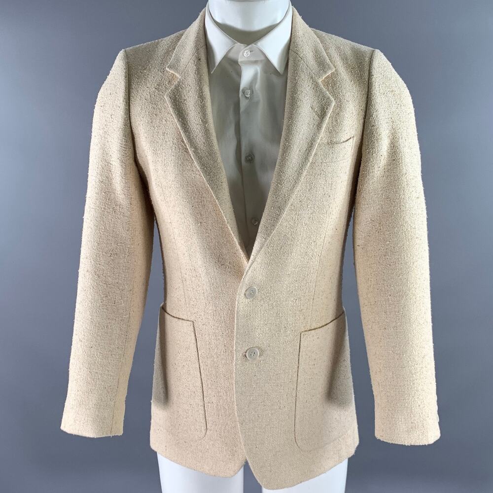 YVES SAINT LAURENT Size 38 Cream Tweed Wool Blend Sport Coat